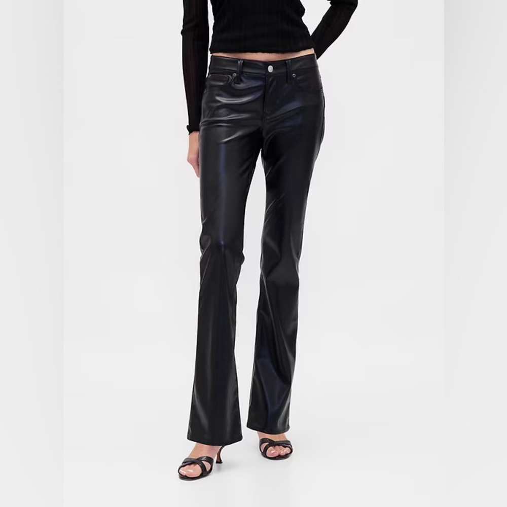 GAP Low Rise Recycled Vegan Leather Long & Lean Pants Black, 30